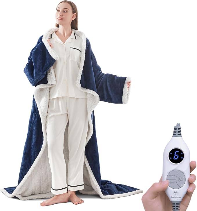 Electric Snuggle Throw Blankets with Foot Pocket