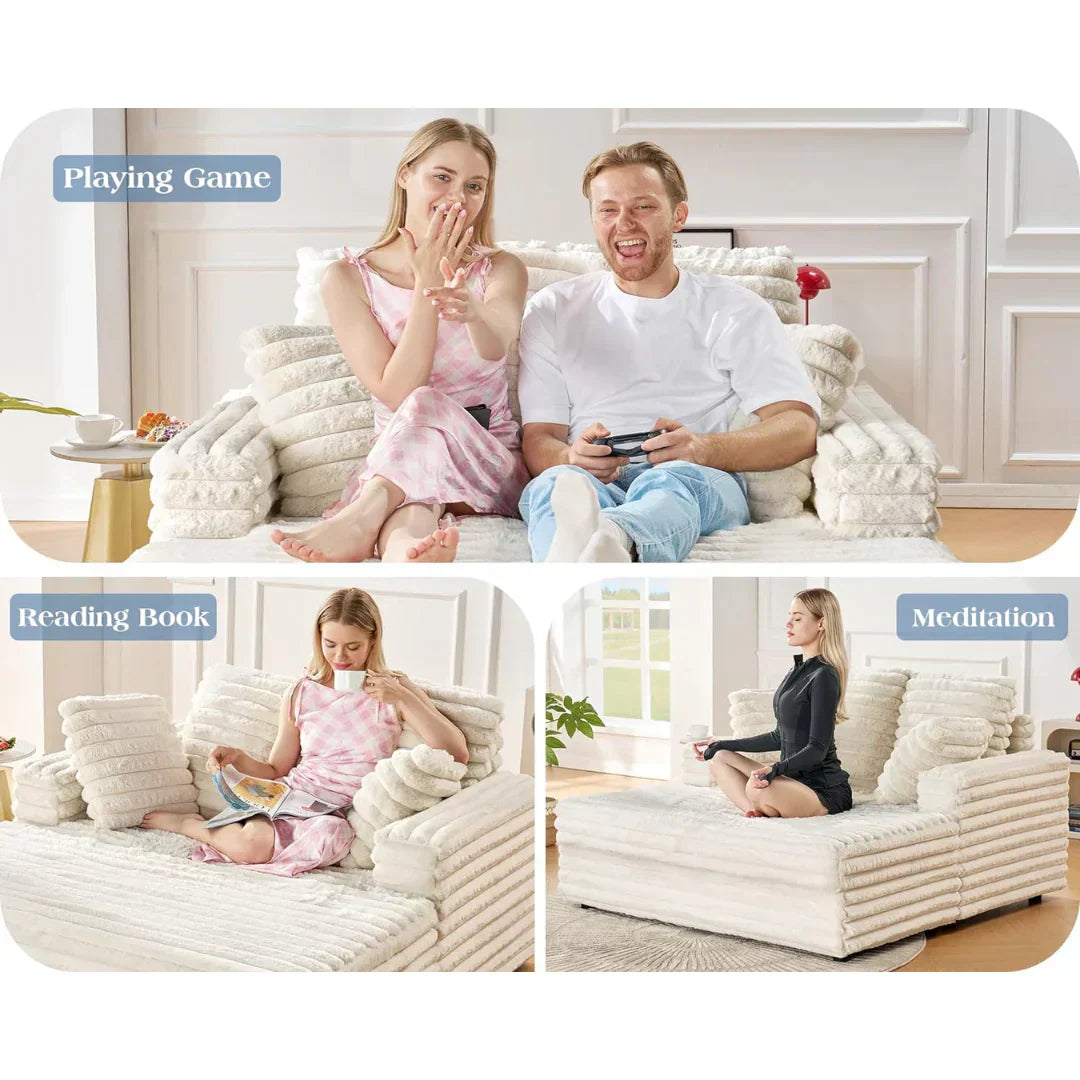 Upholstered Plush Sleeper Lounge